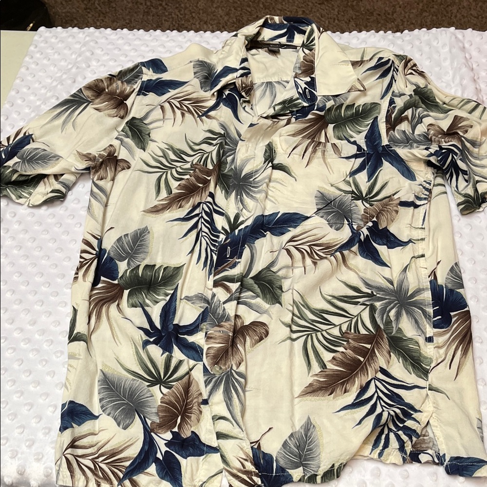 Croft & Barrow Men's Leaf Print Casual Shirt - Cream, Blue, Brown